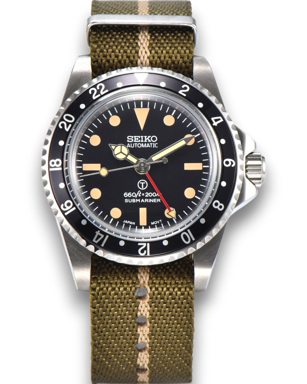 GMT Vintage Green Custom Seiko Mod Watch – ZJani Mods
