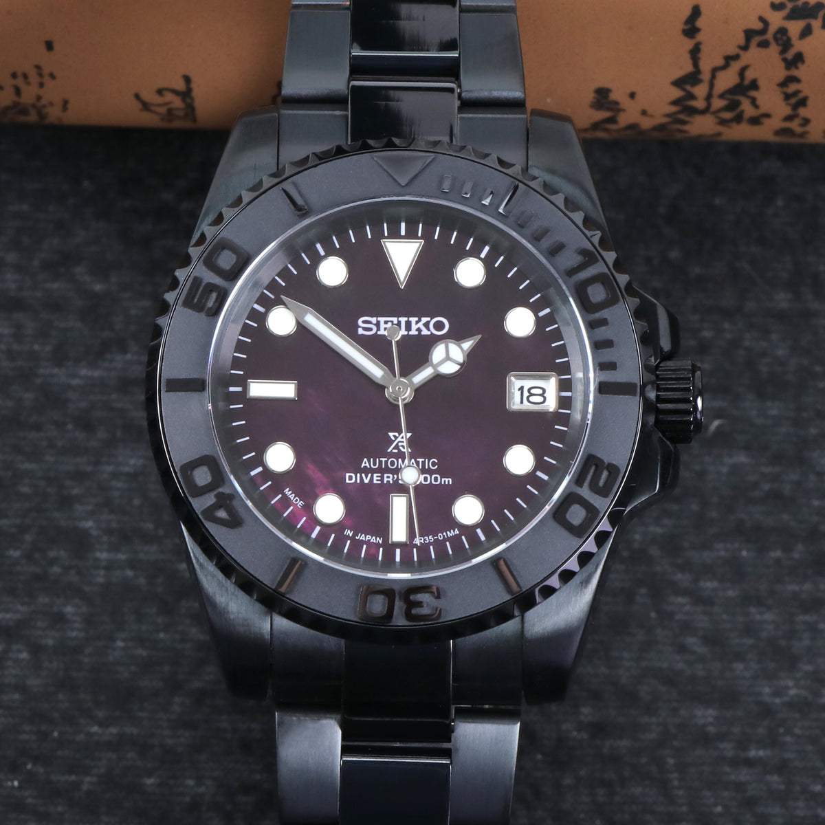 Custom Vintage Purple Black Automatic Mod Watch