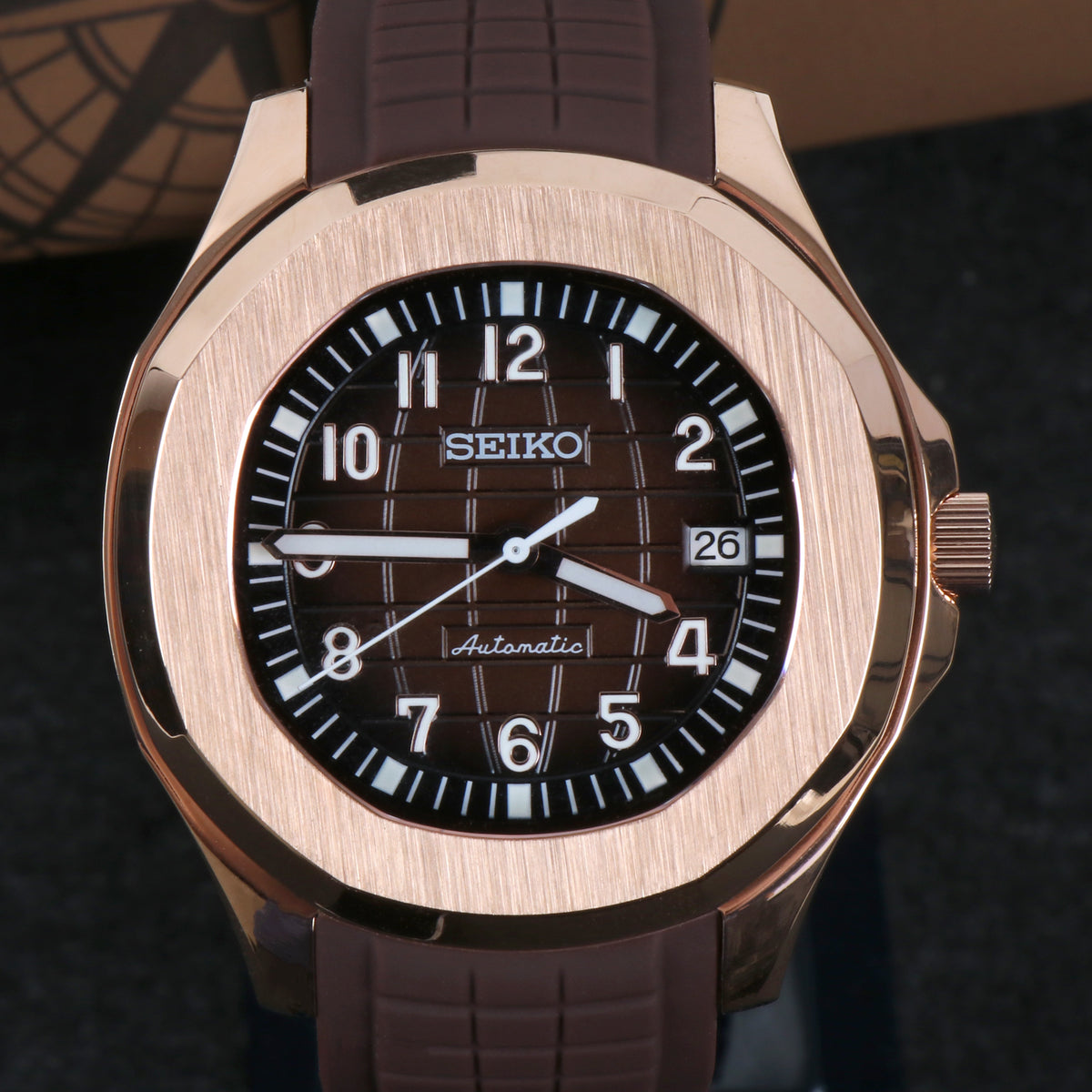 Custom Vintage Brown Naut-Style Automatic Mod Watch