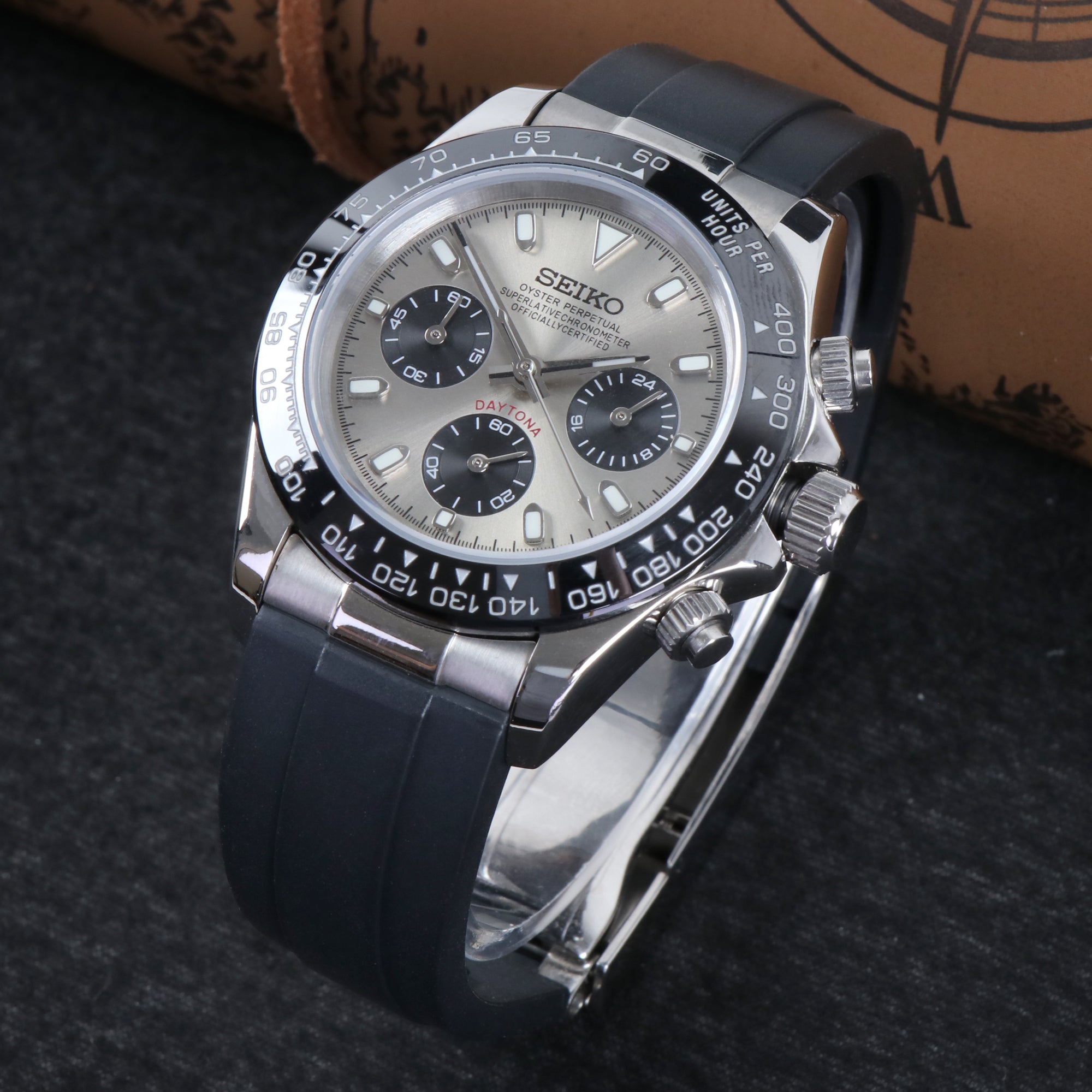 Custom Vintage Silver Chronograph Seiko Mod Watch – ZJani Mods