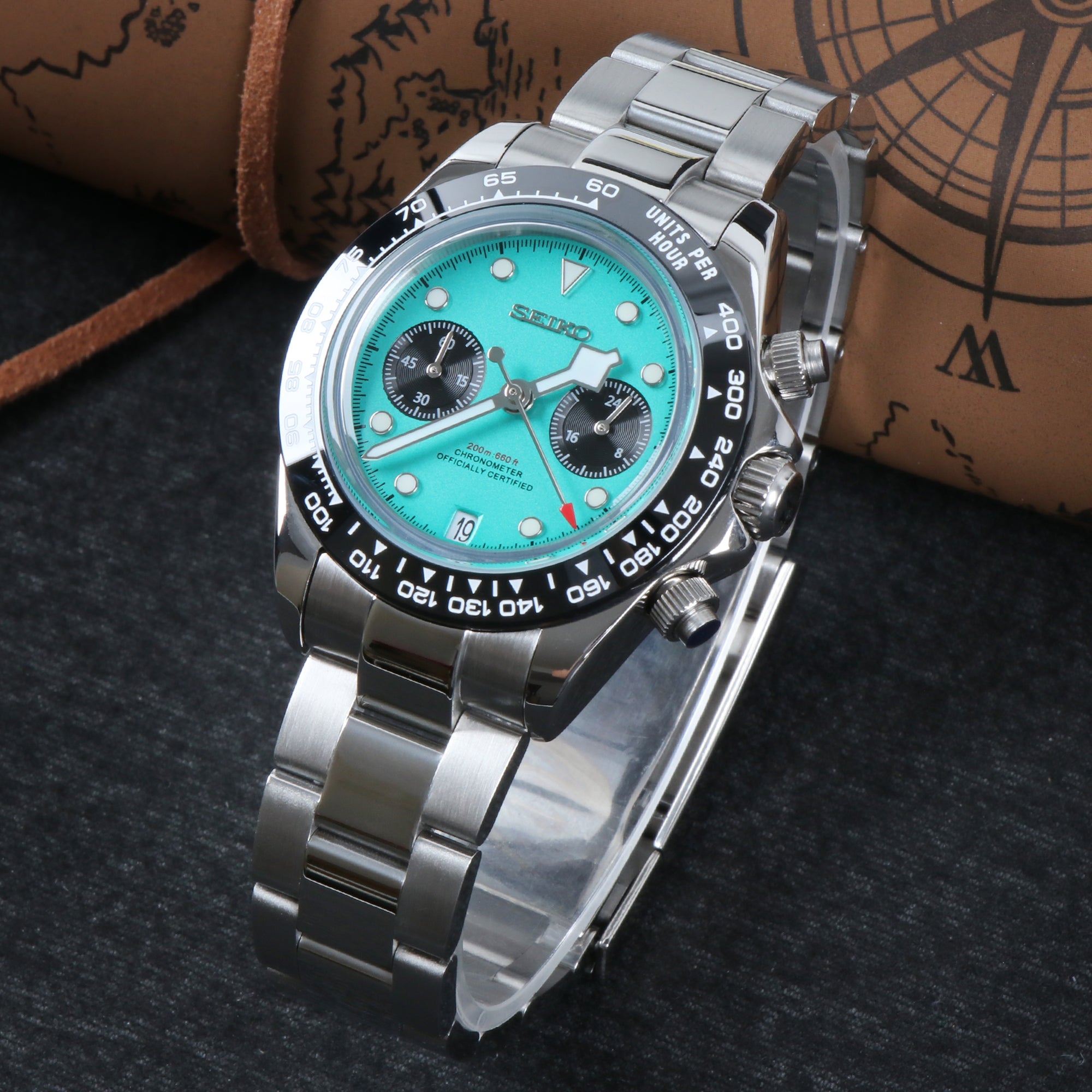 腕時計 カスタム vk64 mod Custom Vintage Turquoise VK64 Mod Watch – ZJani Mods