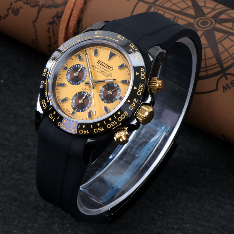 Custom Seiko Yellow Speed Watch dial closeup ZJani Mods