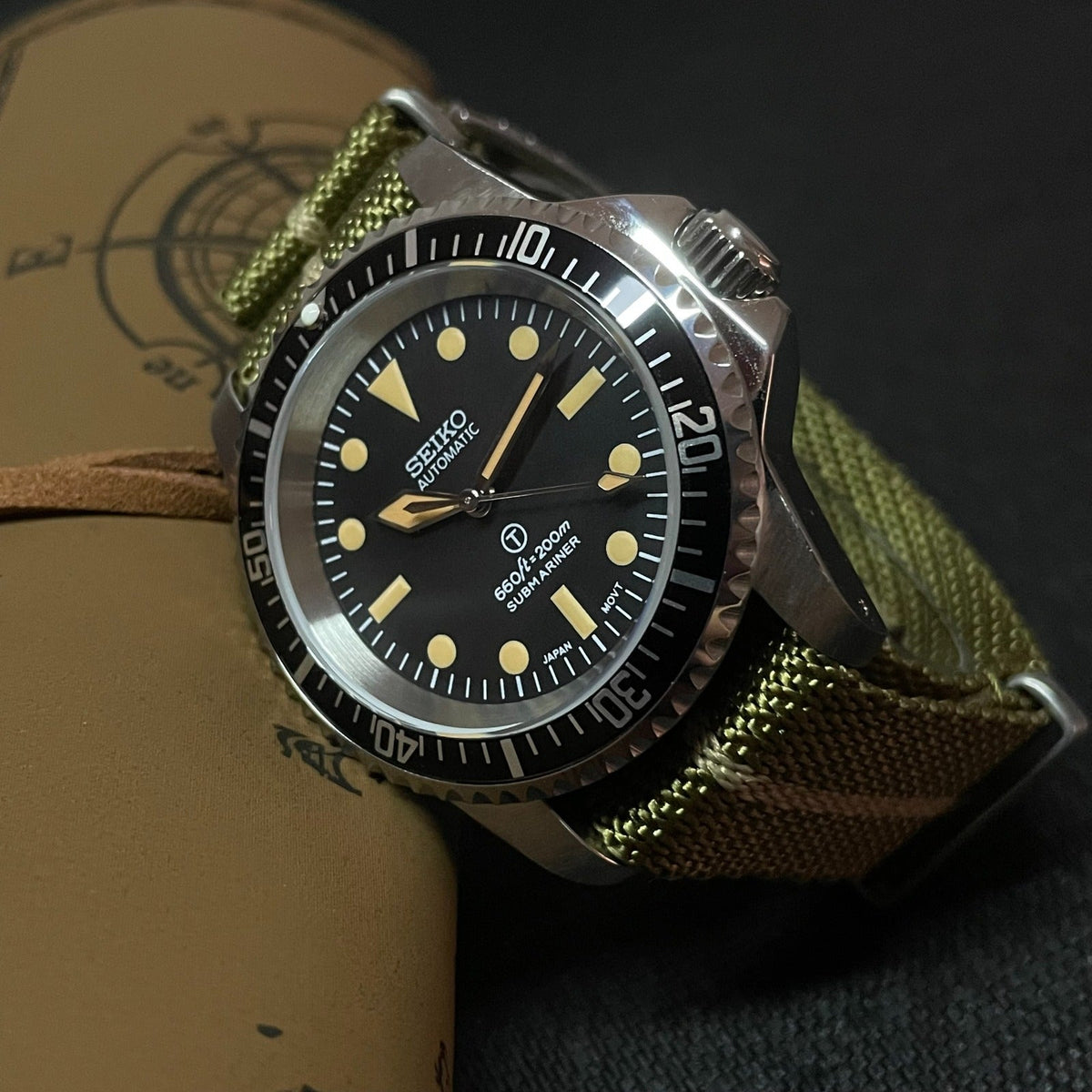 Custom Seiko Vintage Green Milsub Mods