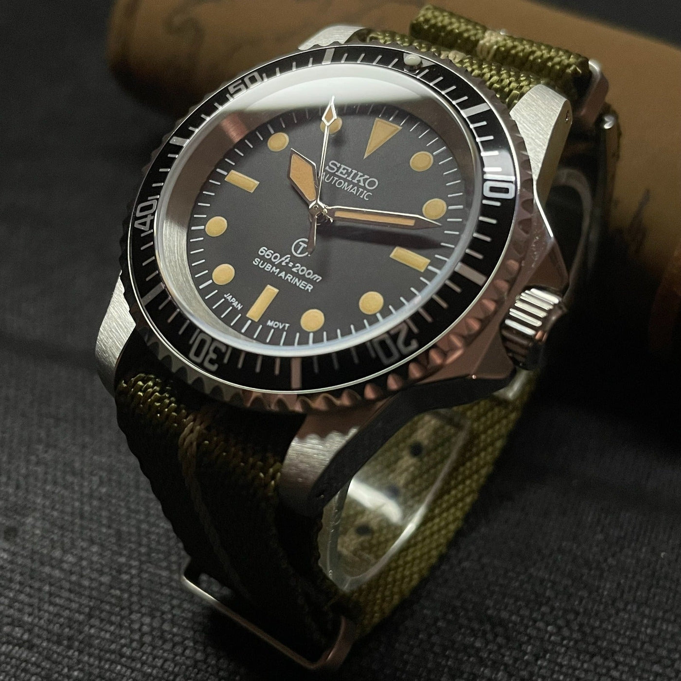 Custom Seiko Vintage Green Milsub Mods