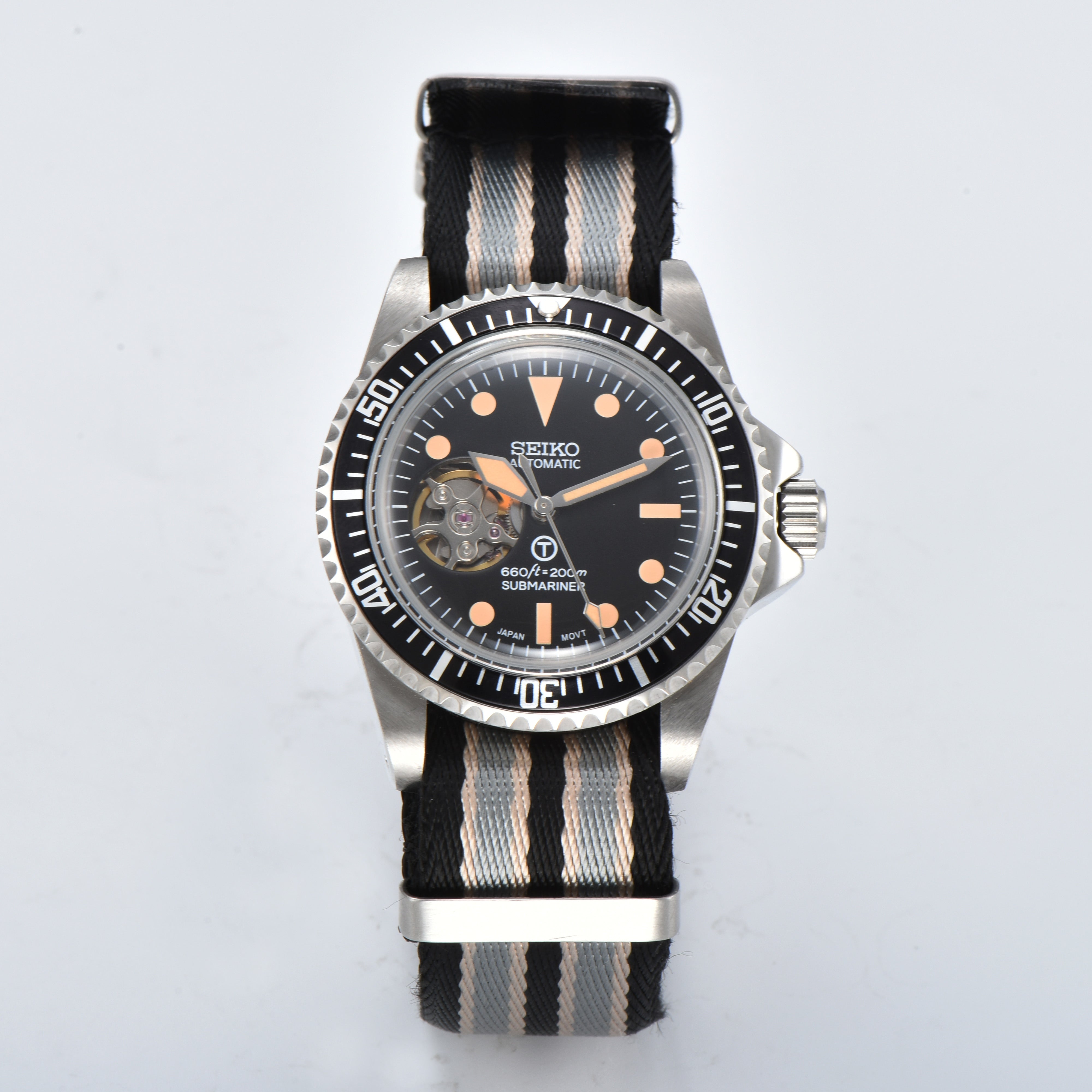 Custom Seiko Vintage Milsub Open Heart JB Mod