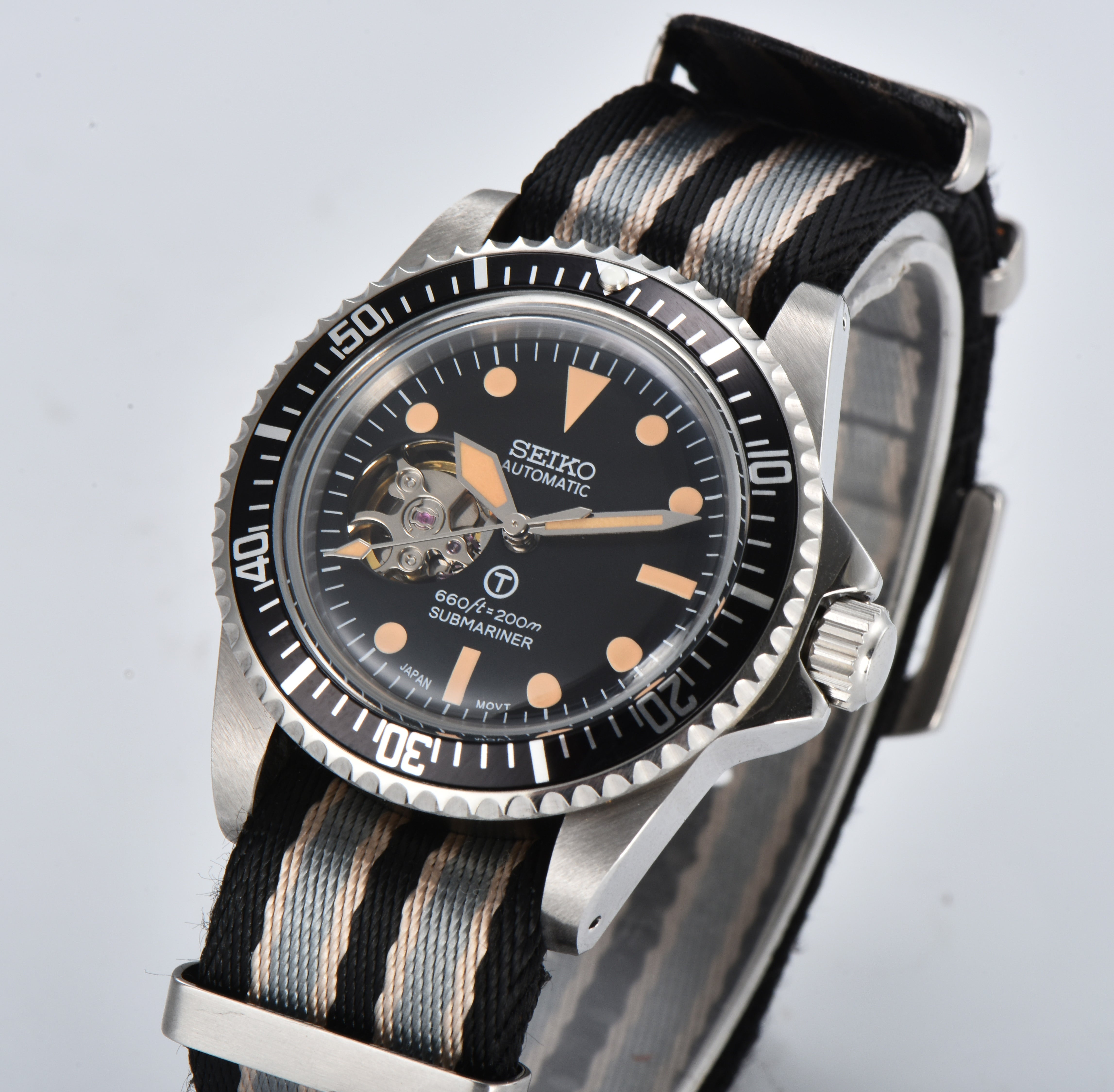 Custom Seiko Vintage Milsub Open Heart JB Mod