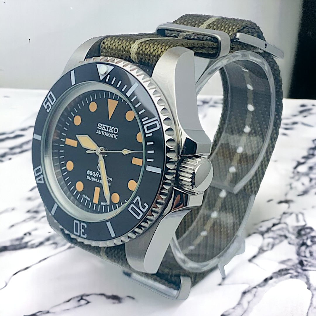 Seiko Milsub personalizzato stile vintage 44mm Deep Diver Mod