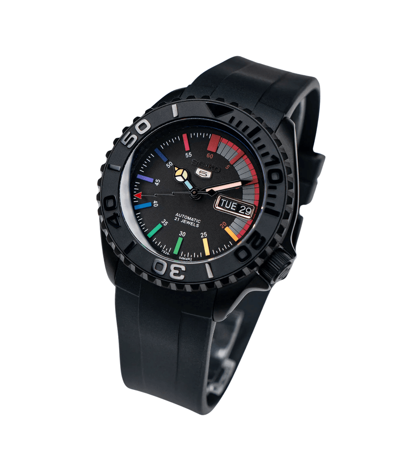 Seiko Mod SKX 5 Triple Black Rainbow